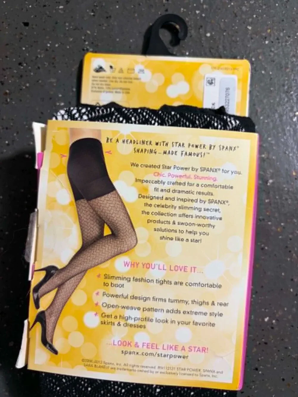 NIB Spanx Star Power Center-Stage Open-Weave Black Shaping Tights Black Size B